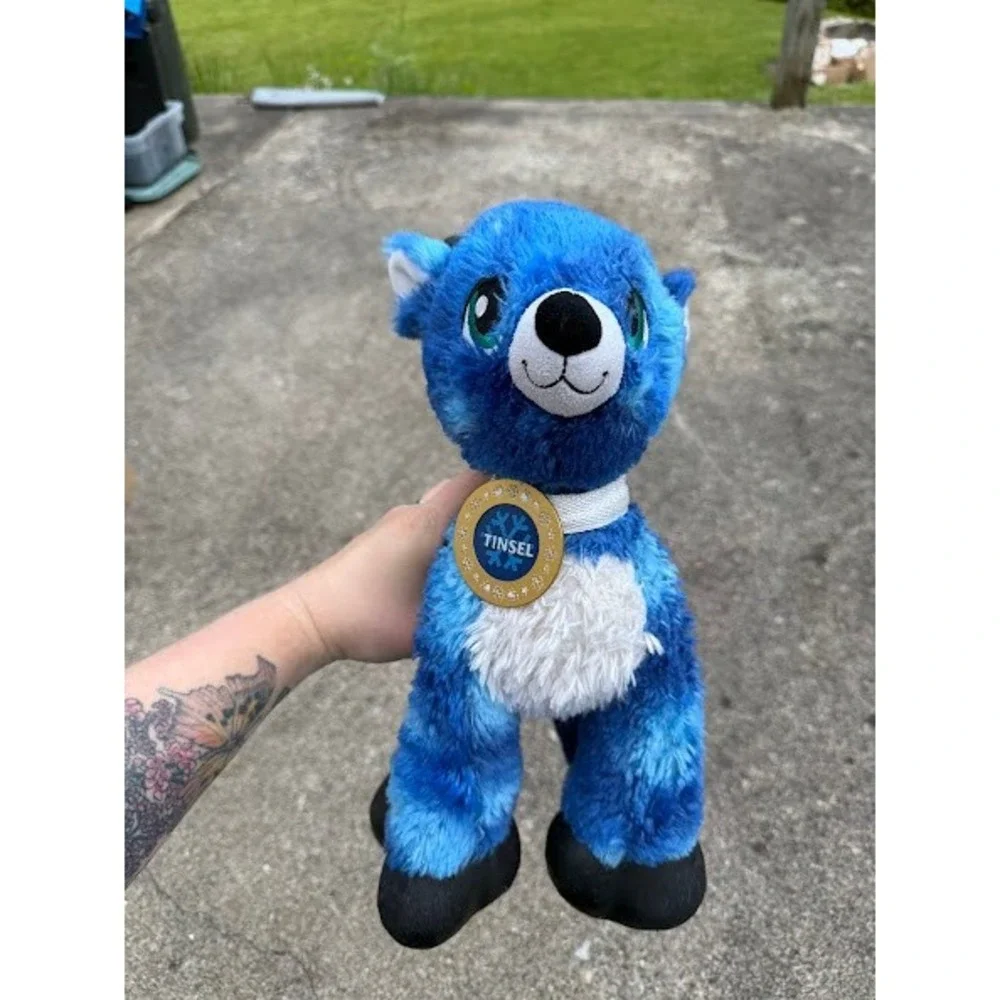 Build A Bear Tinsel Reindeer Blue Merry Mission Plush Snowflake Medallion Collar